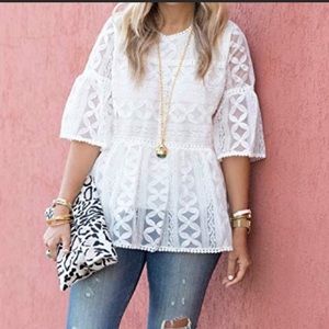 Chic Wish Organza Peplum Top